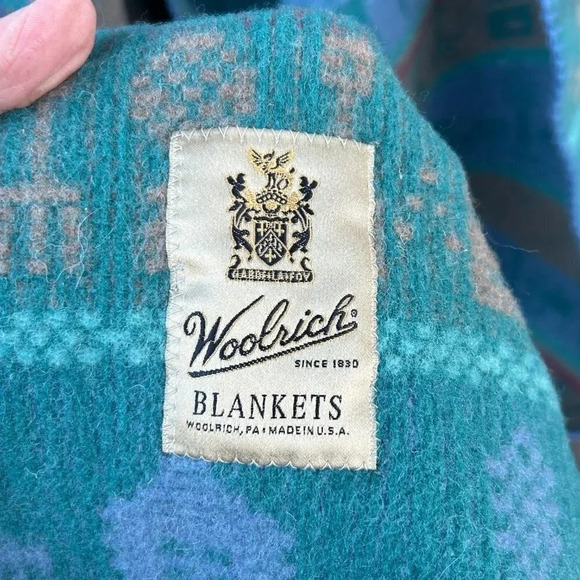 Woolrich Vintage Blue Rustic Striped Cabin Camp Throw Blanket - Picture 2 of 7